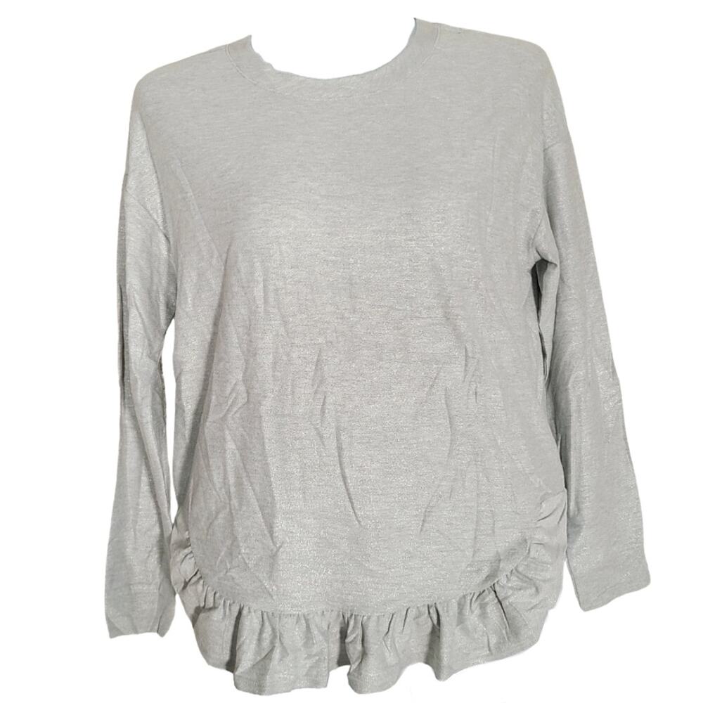 Nwt Como blu silver metallic ruffle knit thin sweater Size medium